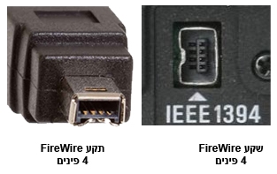 שקע ותקע חיבור Firewire עם 4 פינים