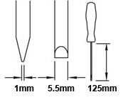 מברג מבודד לעבודות חשמל במידות: 1x5.5x125 מילימטר