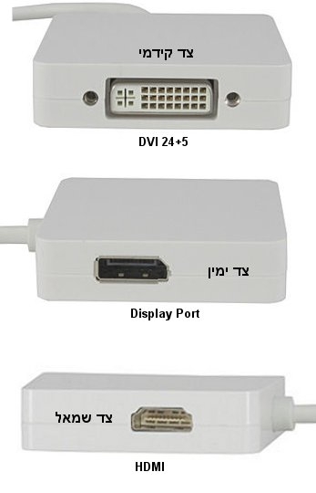 כבל מתאם מחיבור Mini DisplayPort לחיבור HDMI + DVI + DisplayPort