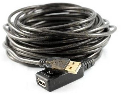 כבל USB 2.0 מסוכך באורך 20 מטר עם מגבר מובנה