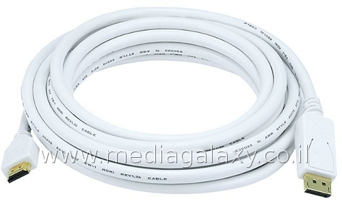 כבל לבן DisplayPort ל-HDMI אורך 4.5 מטר