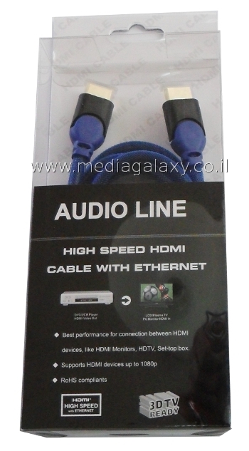 כבל HDMI תוצרת Audio Line באריזה מקורית תקן HDMI 1.4