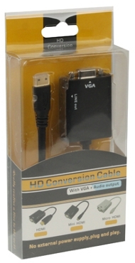 כבל מתאם הממיר מיני HDMI ל-VGA + אודיו