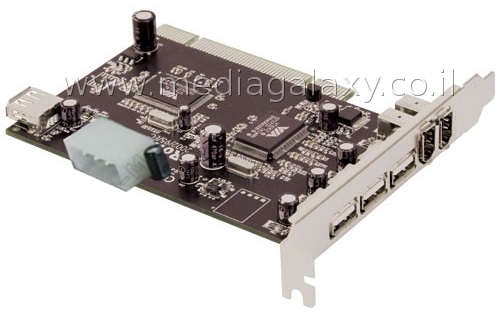 כרטיס FireWire + USB-2.0 בחיבור PCI למחשב ביתי/משרדי