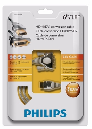 כבל HDMI-DVI מקצועי תוצרת פיליפס באריזה מקורית