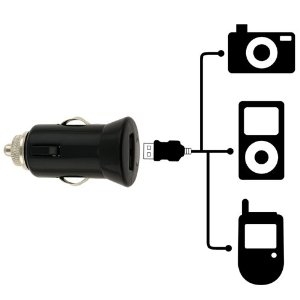 מטען USB קומפקטי למצת הרכב לטעינת אביזרים עד 1000mA