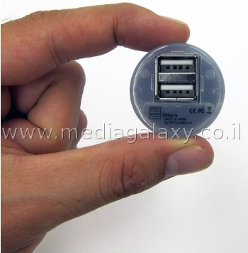 מטען USB קומפקטי במיוחד למצת הרכב - 2 חיבורי USB