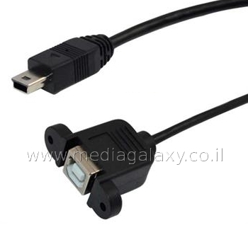 חיבור USB-2.0 מסוג B לפנל וחיבור מיני טרפז זכר