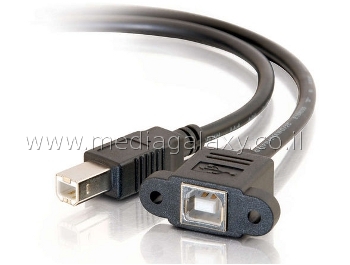 חיבור USB-2.0 מסוג B לפנל וחיבור B זכר בקצה הכבל