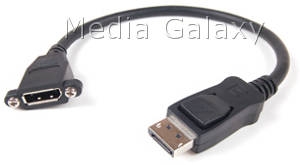 כבל Displayport זכר נקבה עם חיבור לפנל