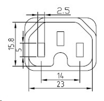 מידות שקע מסוג IEC320 C15