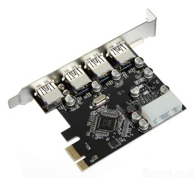 כרטיס הרחבה 4 חיבורי USB-3.0 ל-PCI Express