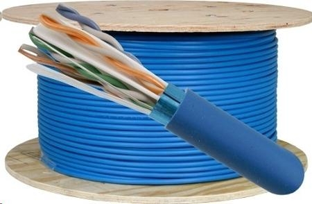 גליל 500 מטר - כבל רשת קשיח CAT6 מסוכך FTP בצבע כחול