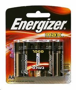 שמיניית סוללות אלקליין AA מתוצרת Energizer