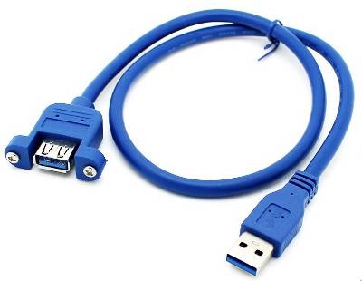 כבל USB-3.0 מאריך עם חיבור USB נקבה מסוג A לפנל