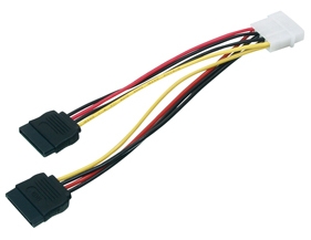 כבל מתח Y מחיבור MOLEX לשני חיבורי SATA