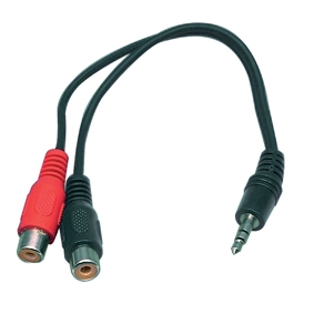 כבל מתאם מחיבור PL-3.5mm סטריאו זכר ל-2 RCA נקבה