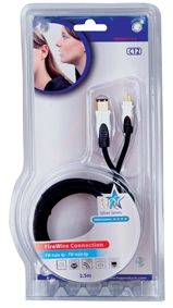 כבל FireWire מקצועי תוצרת HQ דגם HQSS6271/2.5 באריזה מקורית